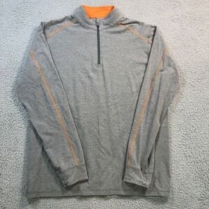 Tasc Performance Mens M Gray Orange Bamboo Organic Cotton Quarter Zip Pullover